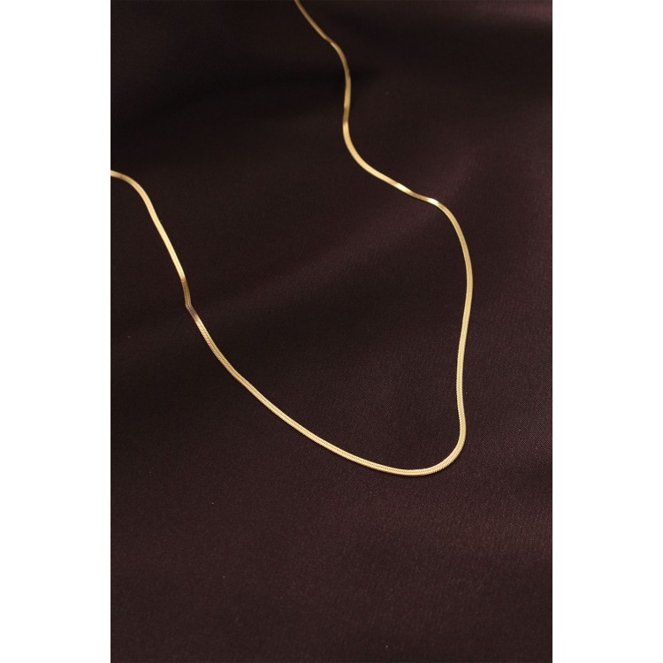 Çelik Gold Renk 60 cm İnce İtalyan Zincir Kolye TJ-BKO6227