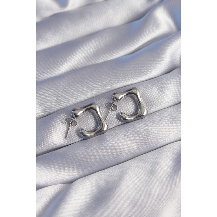 316L Çelik Gümüş Renk Minimal Bubble Küpe TJ-BKP9042