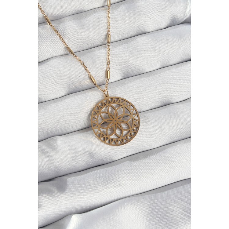 316L Çelik Zincir Gold Renk Lotus Model Kolye TJ-BKO8902