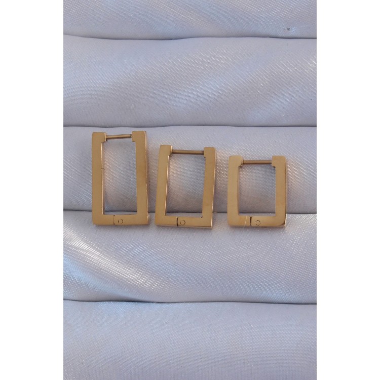 316L Çelik Gold Renk Dikdörtgen Küpe Seti TJ-BKP9159