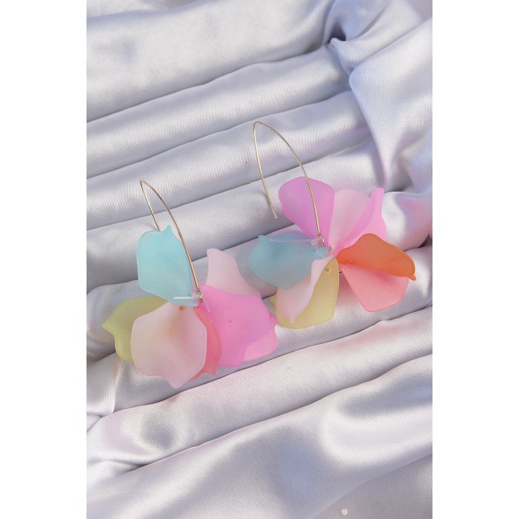 Pirinç Karışık Renkli Flora Küpe TJ-BKP9267