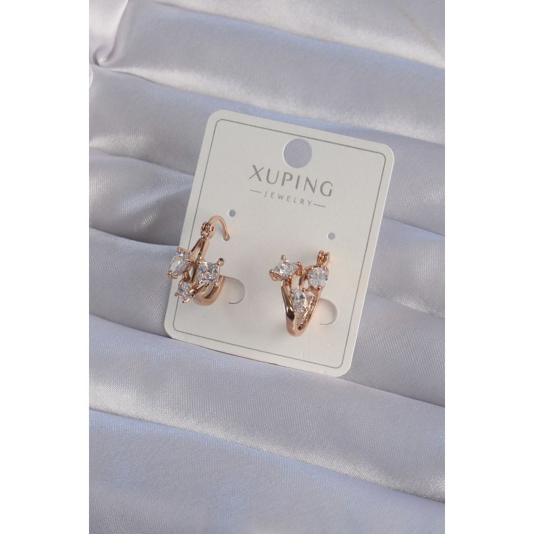 XUPİNG Rose Renk Zirkon Taşlı Halka Küpe TJ-BKP9358