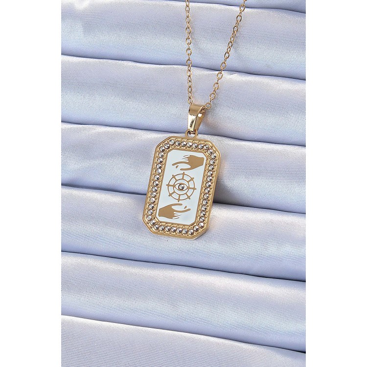 316L Çelik Zincir Renk Mineli Zirkon Taşlı Göz Figür Tarot Kolye TJ-BKO9217