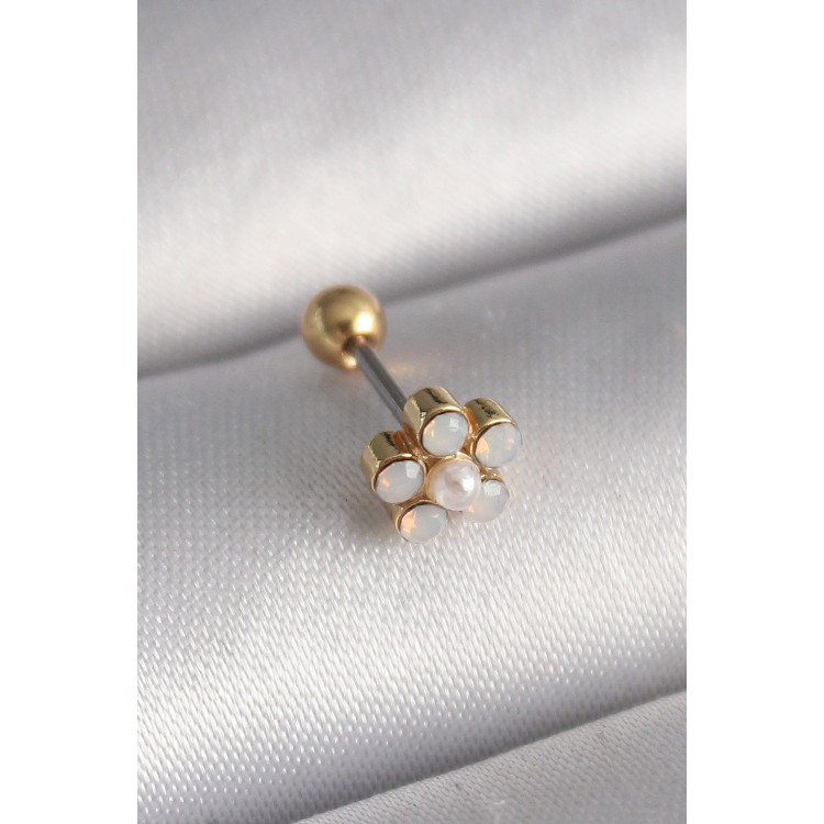 316L Çelik Gold Renk Zirkon Taşlı Çiçek Model Tragus Piercing TJ-PR1282
