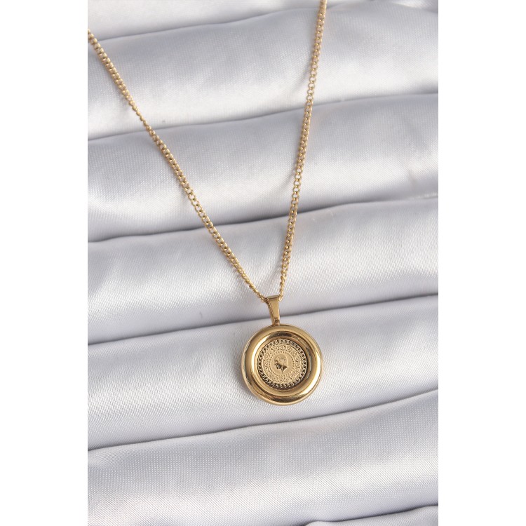 316L Çelik Gold Renk Zincir Gold Model Kadın Kolye TJ-BKO9572