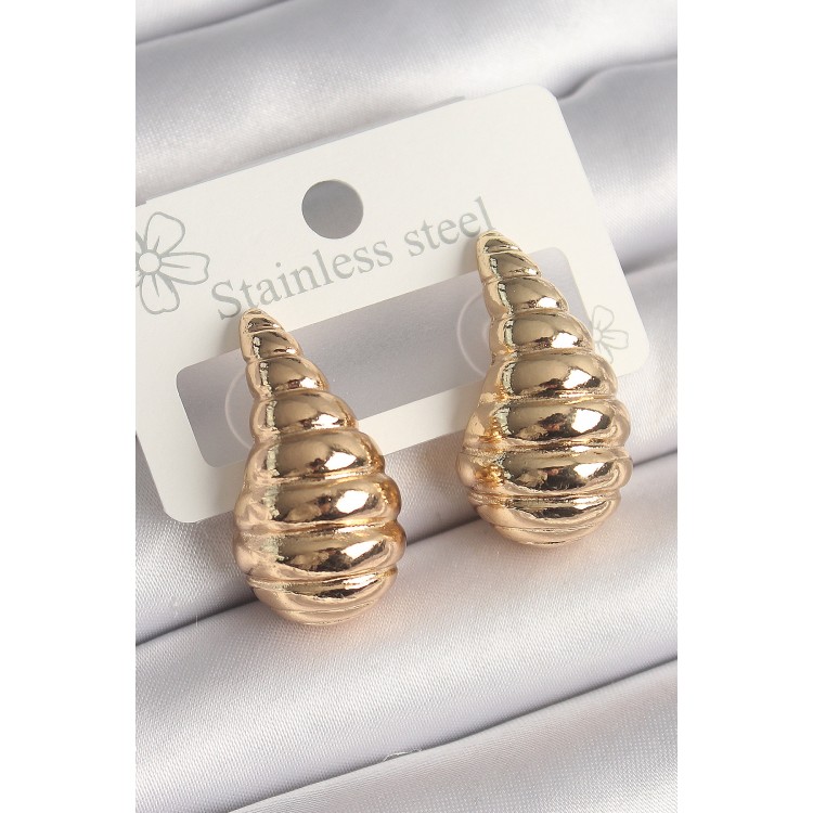 Brass Gold Color Embroidered Drop Model Women's EarringsTJ-BKP10257