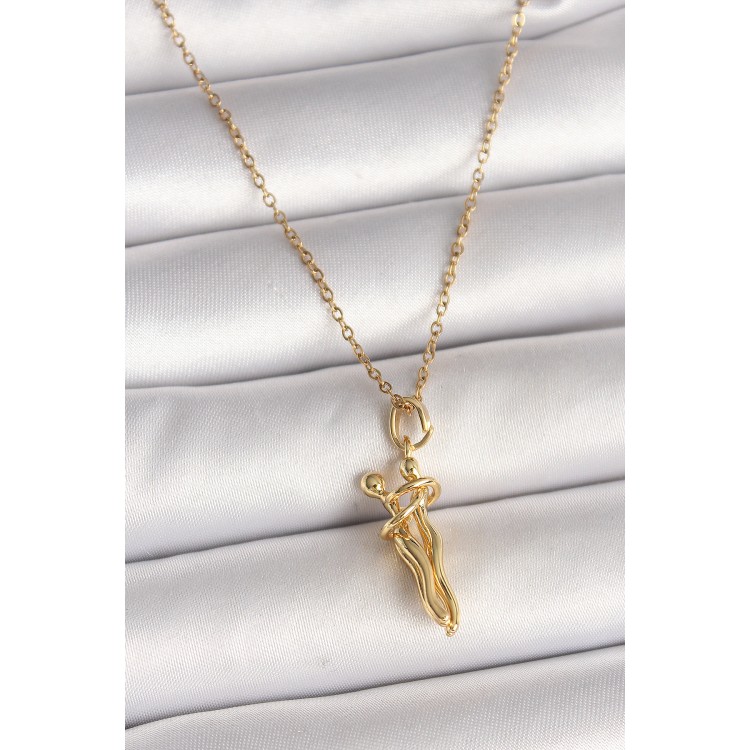316L Çelik Gold Renk Zincir Sarılma Model Kadın Kolye - TJ-BKO9976