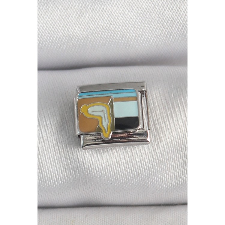 316L Çelik Gümüş Renk Renkli Portre Model Nomination Charm TJ-BC1394