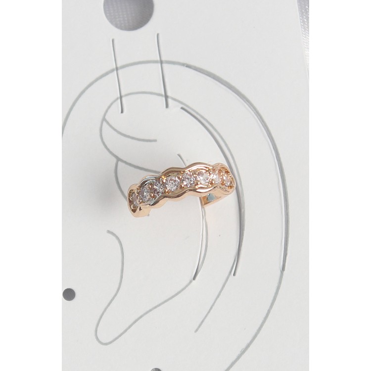 Pirinç Gold Renk Zirkon Taşlı Kadın Kıkırdak Küpe TJ-BKP10571
