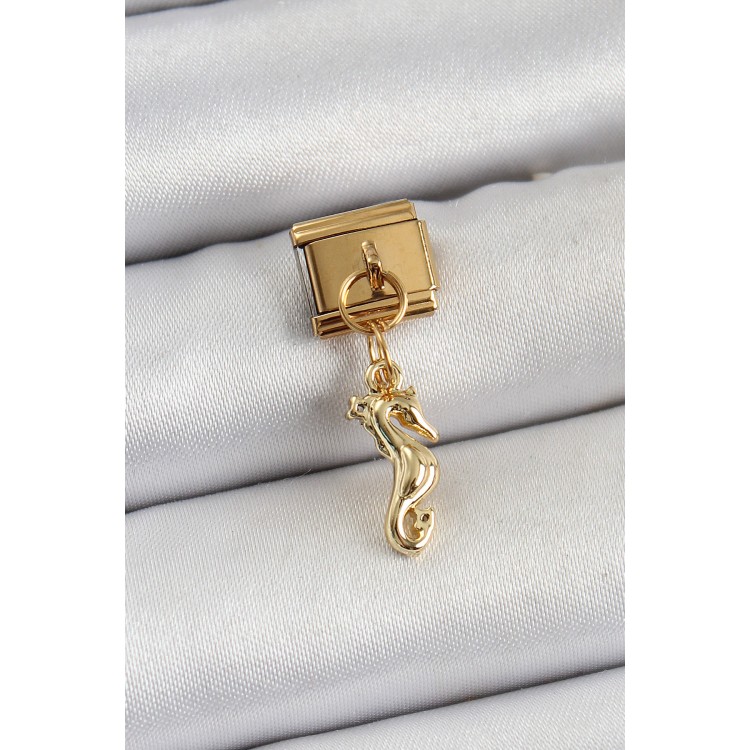 316L Çelik Sallantılı Deniz Atı Model Gold Renk Nomination Charm TJ-BC1396