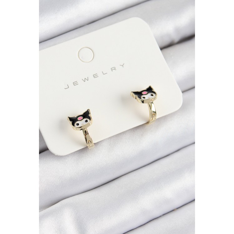 Pirinç Kuromi Model Gold Renk Çocuk Küpe TJ-BKP10904