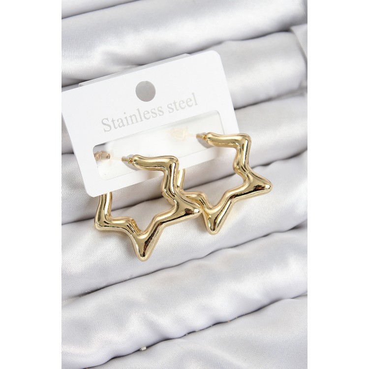 Pirinç Yıldız Model Gold Renk Kadın Küpe TJ-BKP11012