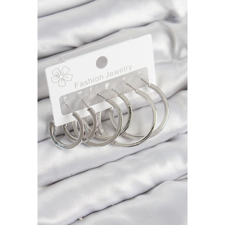 Pirinç Halka Model Gümüş Renk Kadın Set Küpe - TJ-BKP11038