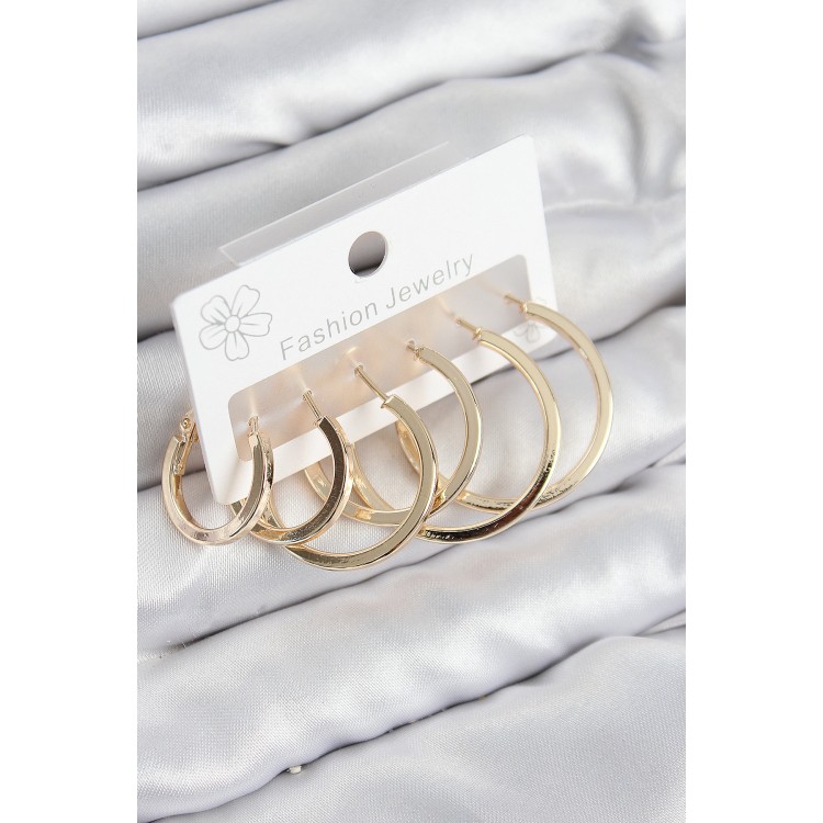 Pirinç Halka Model Gold Renk Kadın Set Küpe TJ-BKP11039
