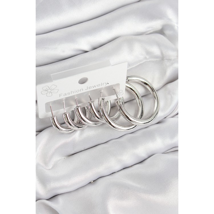 Pirinç Halka Model Gümüş Renk Kadın Set Küpe TJ-BKP11056