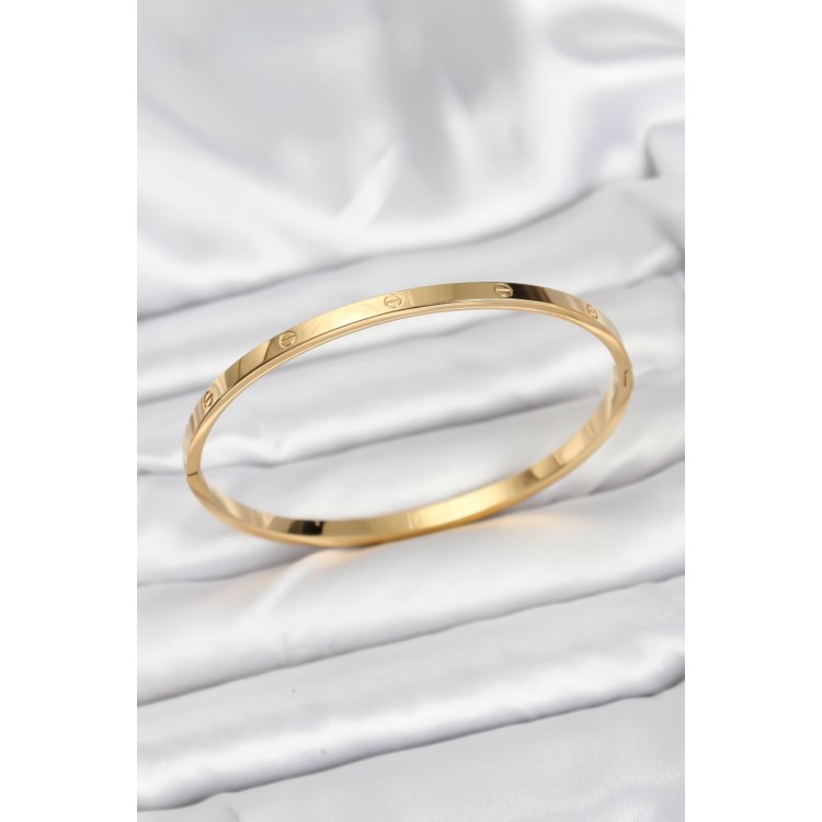 316L Çelik Gold Renk 65 mm İnce Kadın Kelepçe Bileklik TJ-BB7915