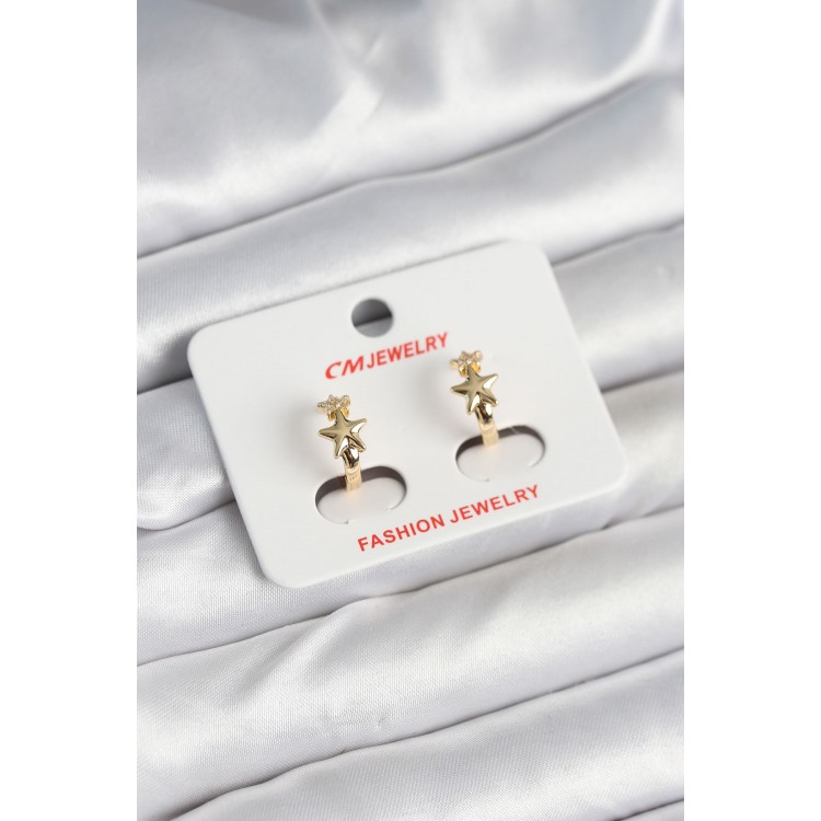 Pirinç Gold Renk Yıldız Kadın Küpe TJ-BKP11242