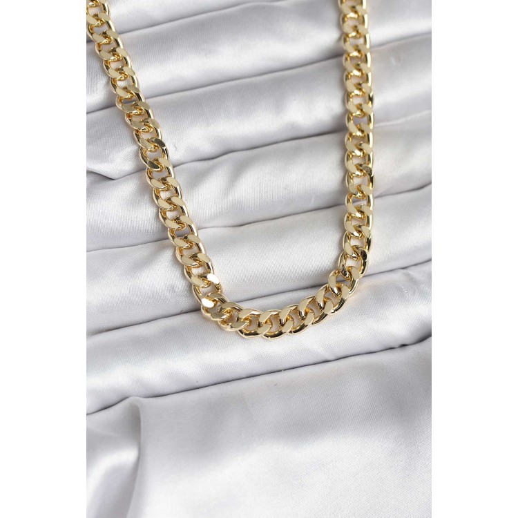 14K Gold Renk Kaplama Kalın Zincir Model CM Kadın Kolye TJ-BKO10731