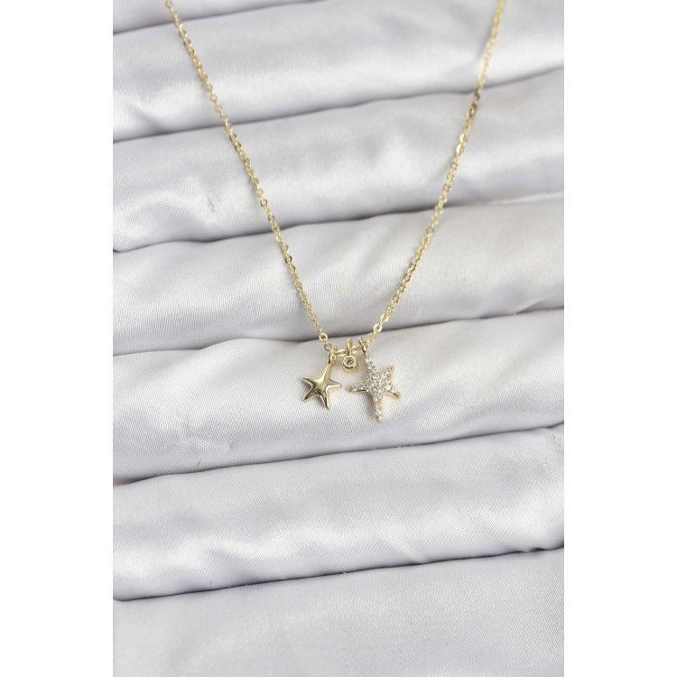 Pirinç Gold Renk Yıldız Minimal Kadın Kolye TJ-BKO10797