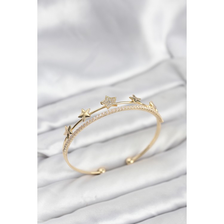 Yıldız Model Gold Renk Pirinç Kadın Bileklik TJ-BB8247