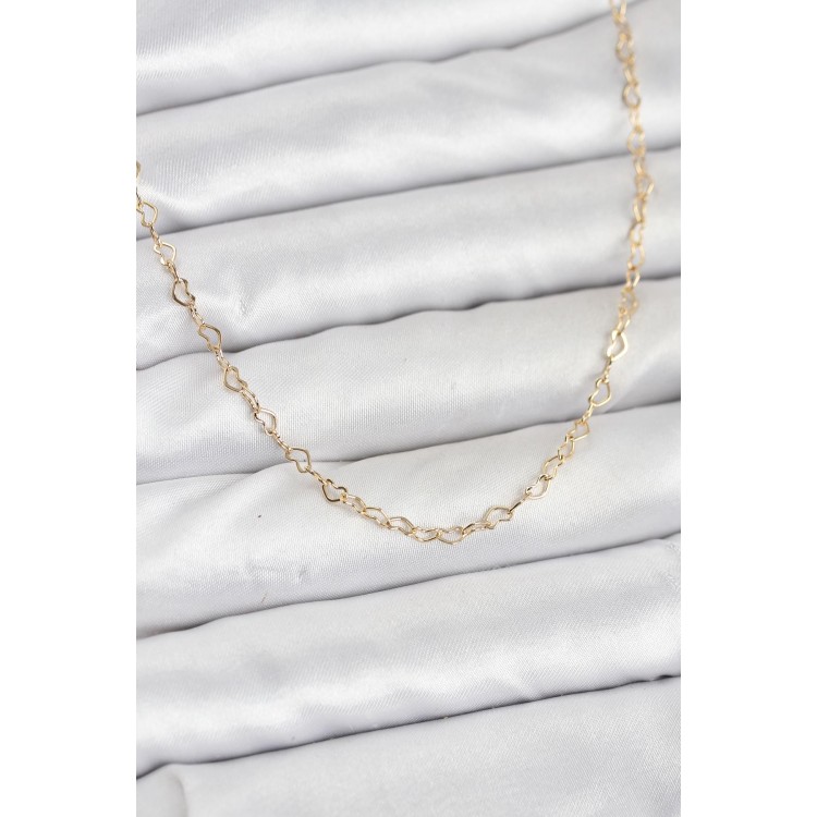 CM 14K Gold Renk Kalp Zincirli Kadın Kolye TJ-BKO10924