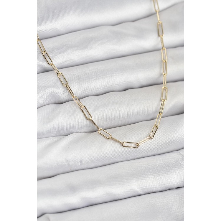 CM 14K Gold Renk Pirinç Ataç Zincir Kadın Kolye TJ-BKO10925