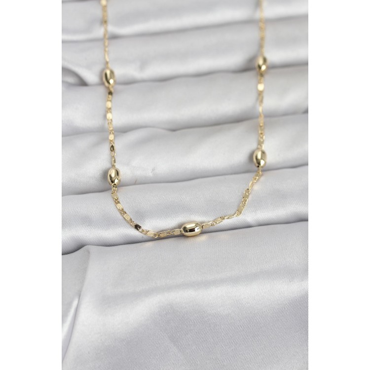 CM 14K Gold Renk Damla Topçuklu Zincir Model 60 cm Kadın Kolye TJ-BKO10977