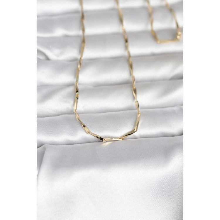 CM 14K Gold Renk Kesme Çubuk Zincirli Model 60 cm Kadın Kolye TJ-BKO10988