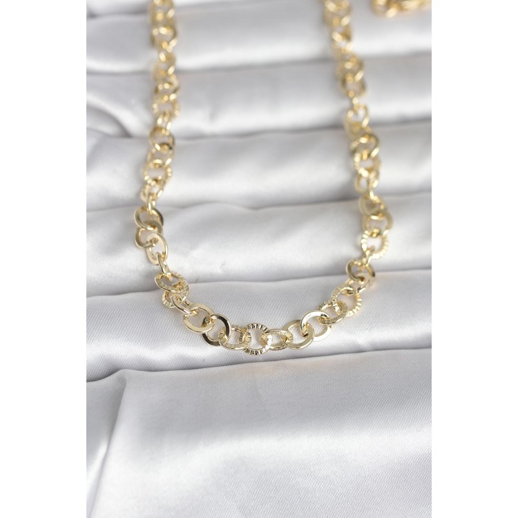 CM 14K Gold Renk Kalın Halka Zincirli 60 cm Kadın Kolye TJ-BKO10999