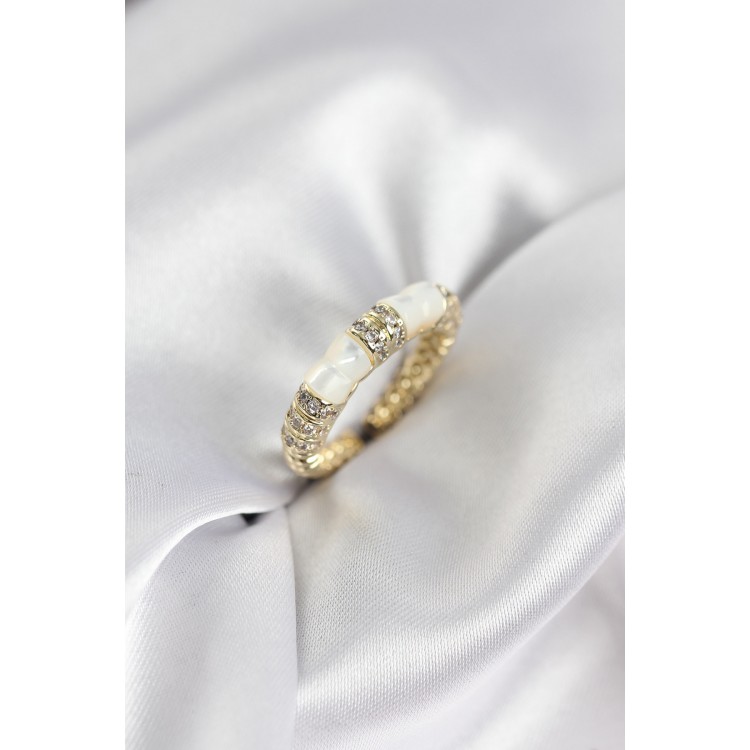 Zirkon Taşlı Kemik Model Gold Renk Kadın Yüzük TJ-BYK3932