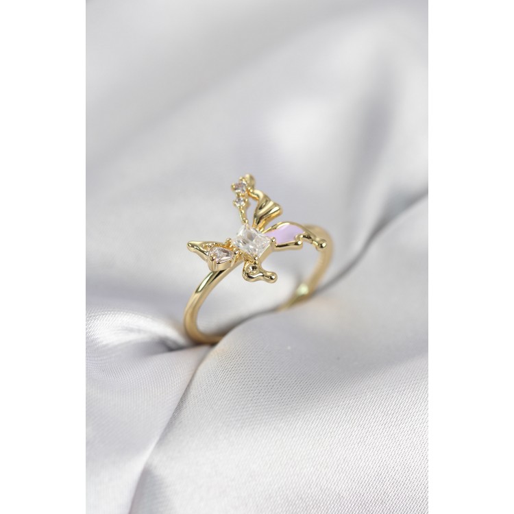 Gold Renk Model Zirkon Taşlı Kadın Yüzük TJ-BYK4139