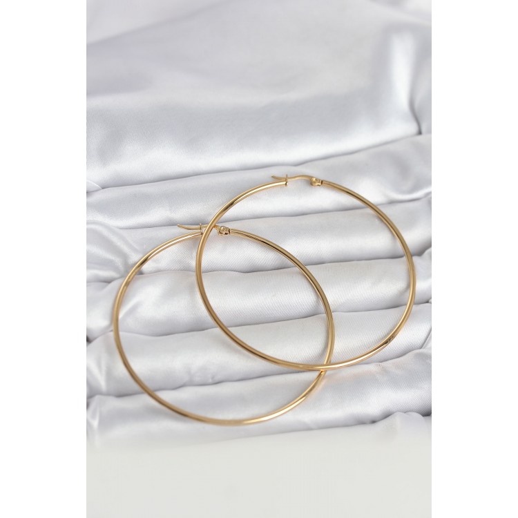 316L Çelik Gold Renk 70 mm Kadın Halka Küpe TJ-BKP11687