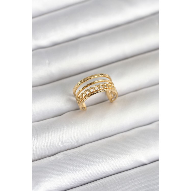 316L Çelik Gold Renk Zincirli Vintage Model Kadın Yüzük TJ-BYK4170