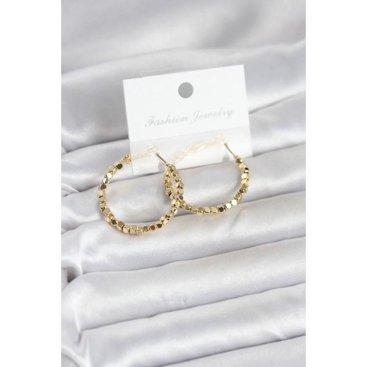 Pirinç Gold Renk Minimal Kare Halka Kadın Küpe TJ-BKP11775