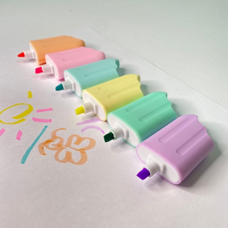 Set of 6 Highlighter Ice Cream Pens
