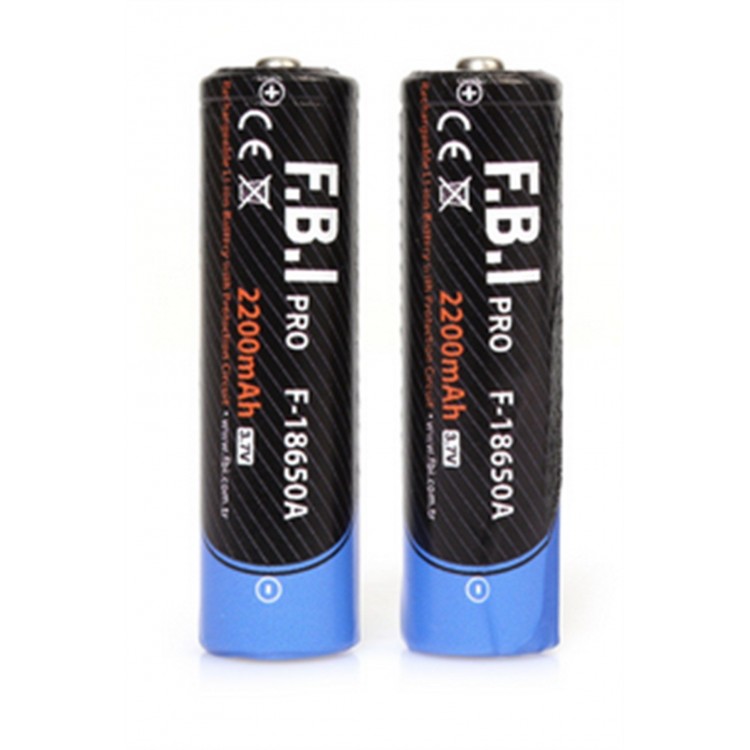 F.B.I F 18650A 3.7V 2200mAh Rechargeable Li-ion Battery Flashlight Battery 2 Pcs