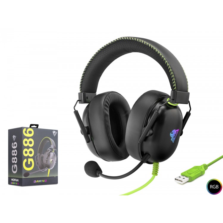 Kulaklik Usb Rgb 7.1 - Si̇yah/Yeşi̇l G886