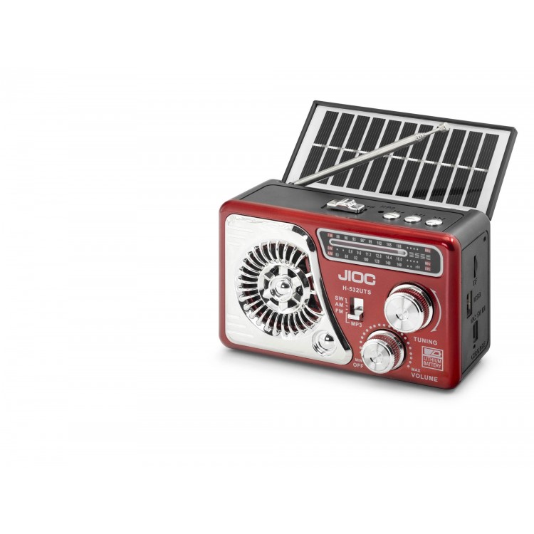 Nostaljik Bluetooth Fm Radyo Tws Usb Tf Aux Solar Şarjli El Fenerli Kamp Hoparlör H532UTS