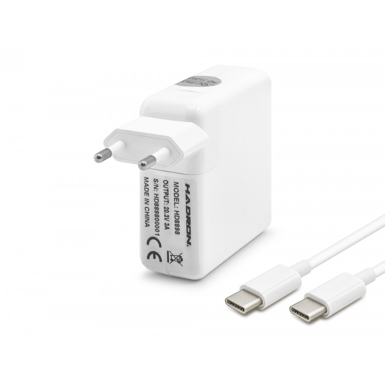 20.3V 3A 61W Laptop Adaptörü - Type-C - Asus Dell Uyumlu - Beyaz HD8898