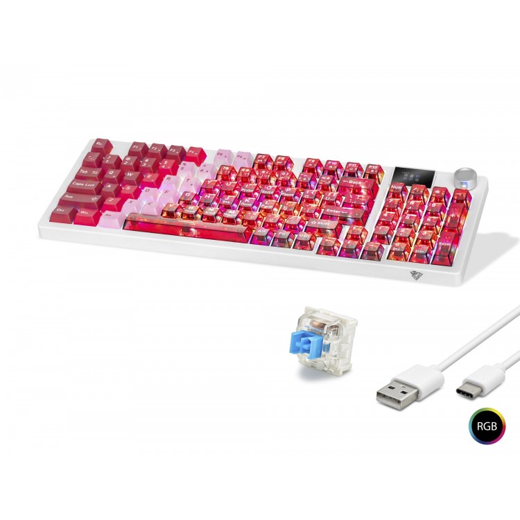 Kablosuz Mekanik Klavye Rgb Blue Switch 95 Tuş - Kırmızı Beyaz MF1705R