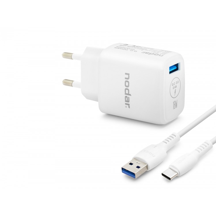 Type-C Qc 3.0 Hızlı Şarj Seti 18W 3.4A Usb Adaptörlü - Beyaz ND1010