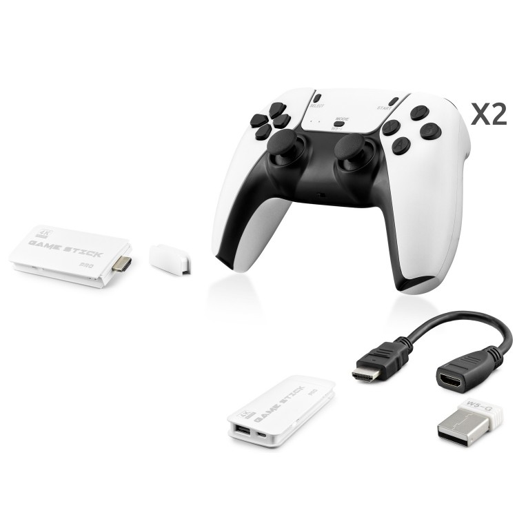 Retro Oyun Stick Hdmi Çift Gamepad Seti 2.4G Kablosuz - Beyaz HD330