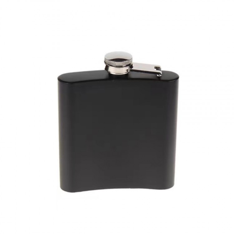 Black 9oz Steel Pocket Liquor Brandy Flask