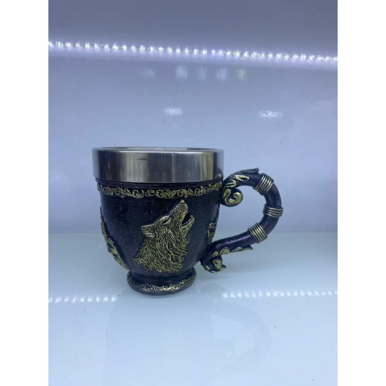 Kurt işlemeli Çelik Kupa Kod 6922