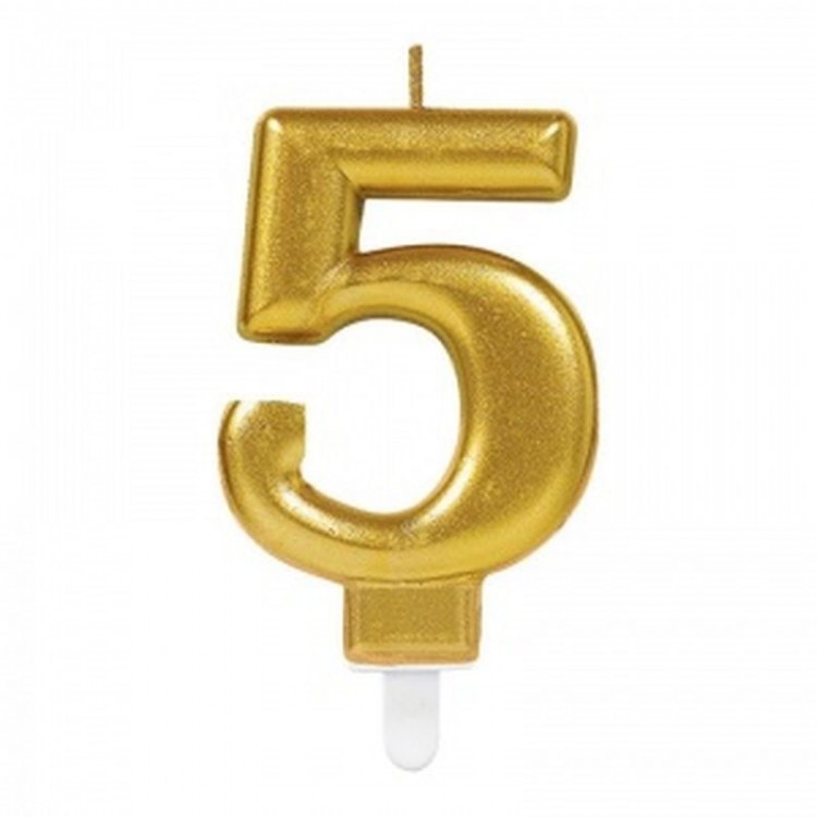 5 Number Candle Gold Color