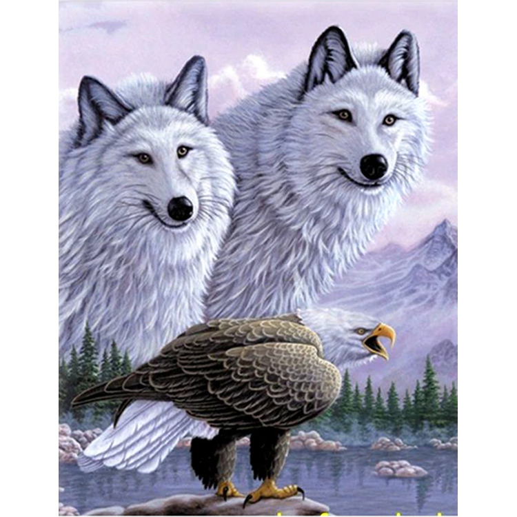 5D Diamond Painting Eagle and Wolf Picture Painting 40x60 cm