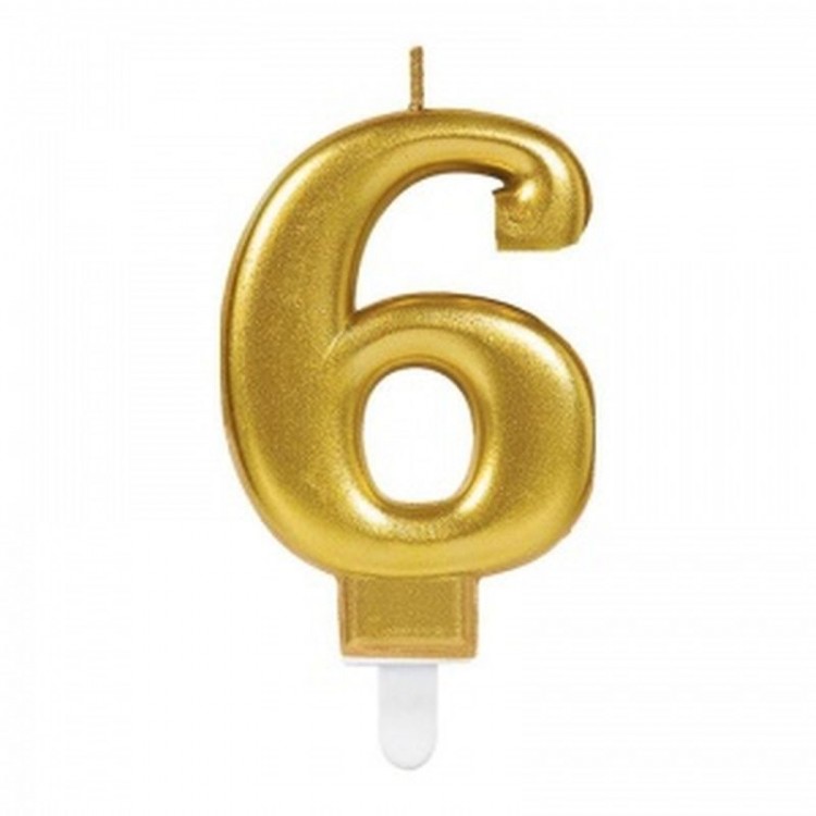 6 Number Candle Gold Color
