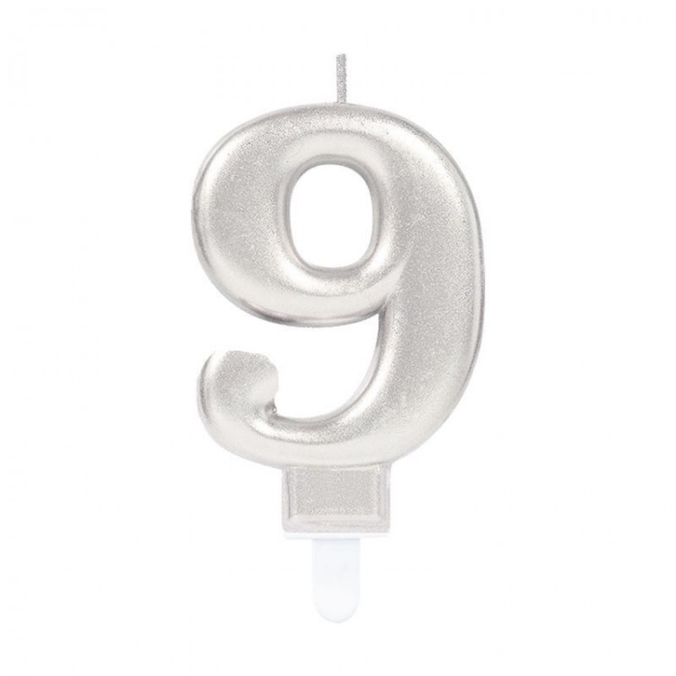 9 Number Candle Silver Color