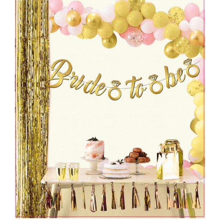 Altın Renk İtalik Yazı Bekarlığa Veda Partisi Tektaşlı Bride To Be Banner Flama Süs