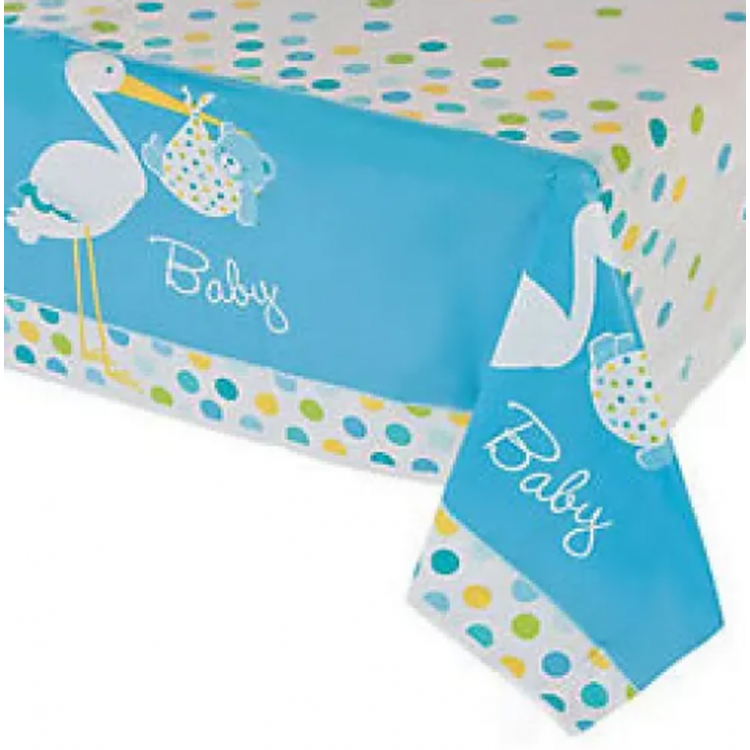 Baby Shower Tablecloth Baby Boy Stork with StorkBlue Tablecloth 137x274 cm